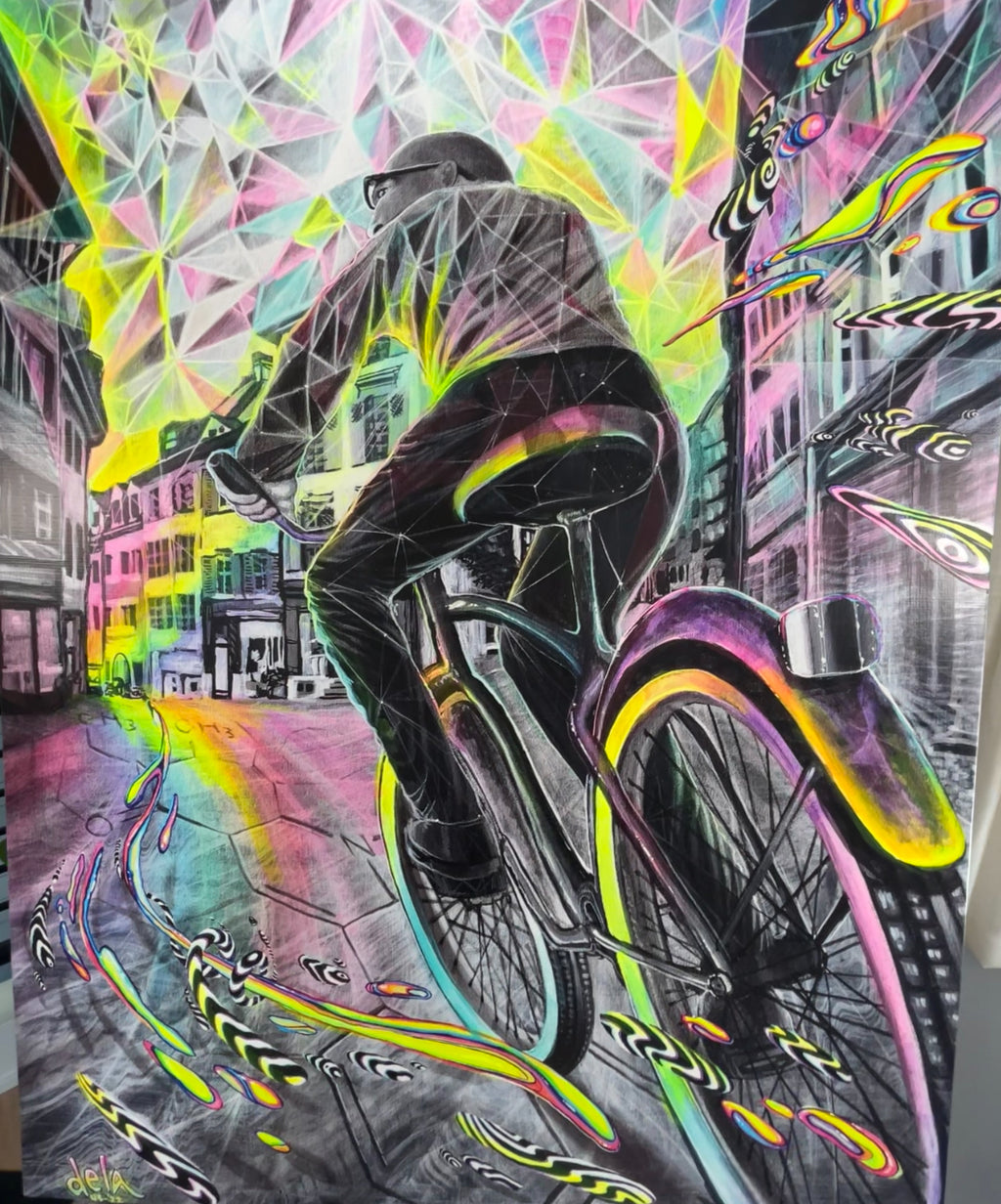 "Cycledelic" Hand Embellished Large Canvas