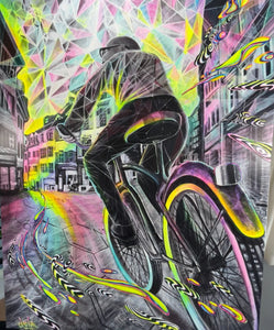 "Cycledelic" Hand Embellished Large Canvas